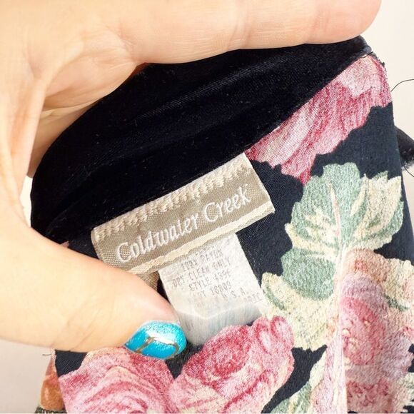 Vintage 90s Floral Crop Fall Cardigan Sweater Goth Medium - Picture 7 of 8